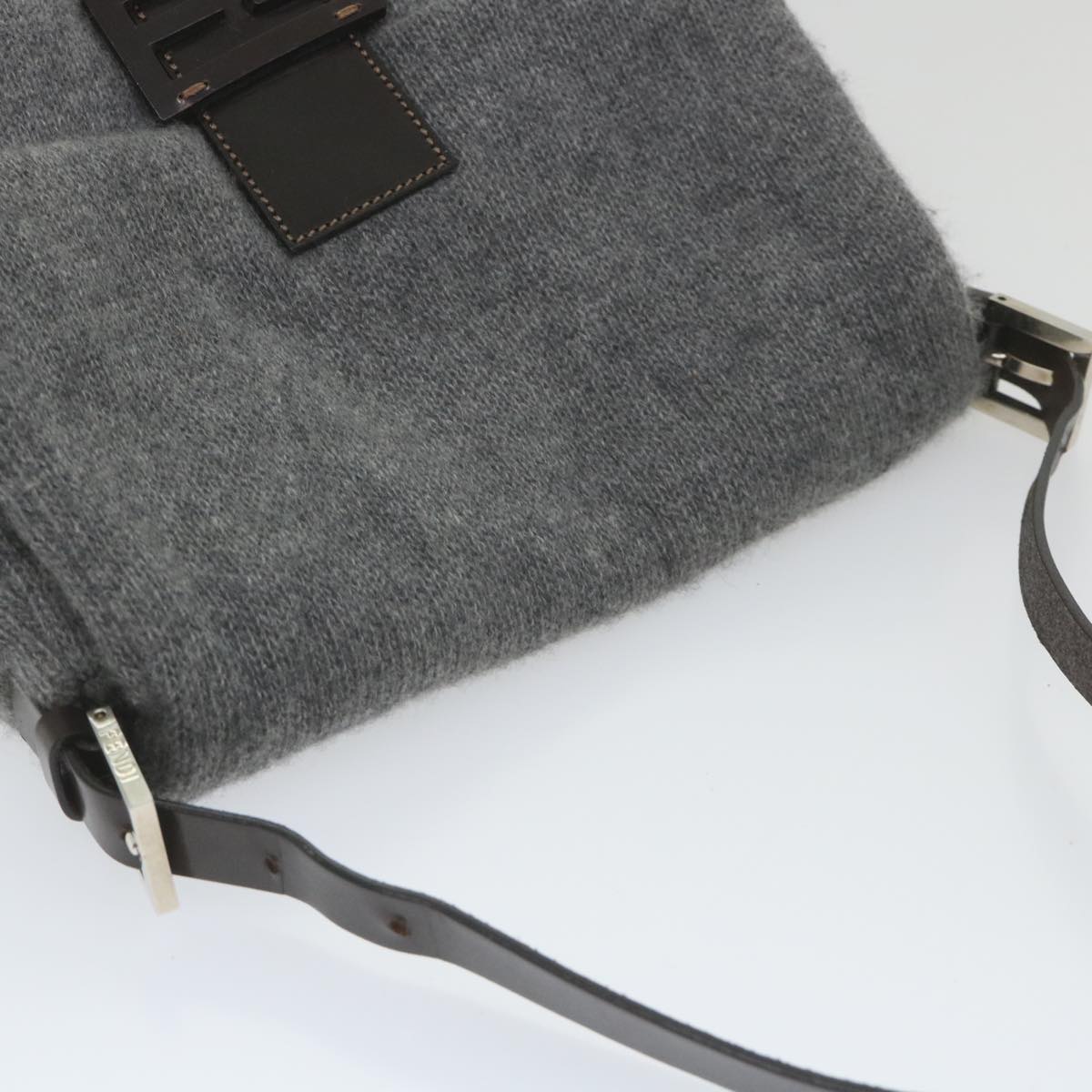 FENDI Mamma Baguette Shoulder Bag Wool Gray 2354 26325 099yk9247