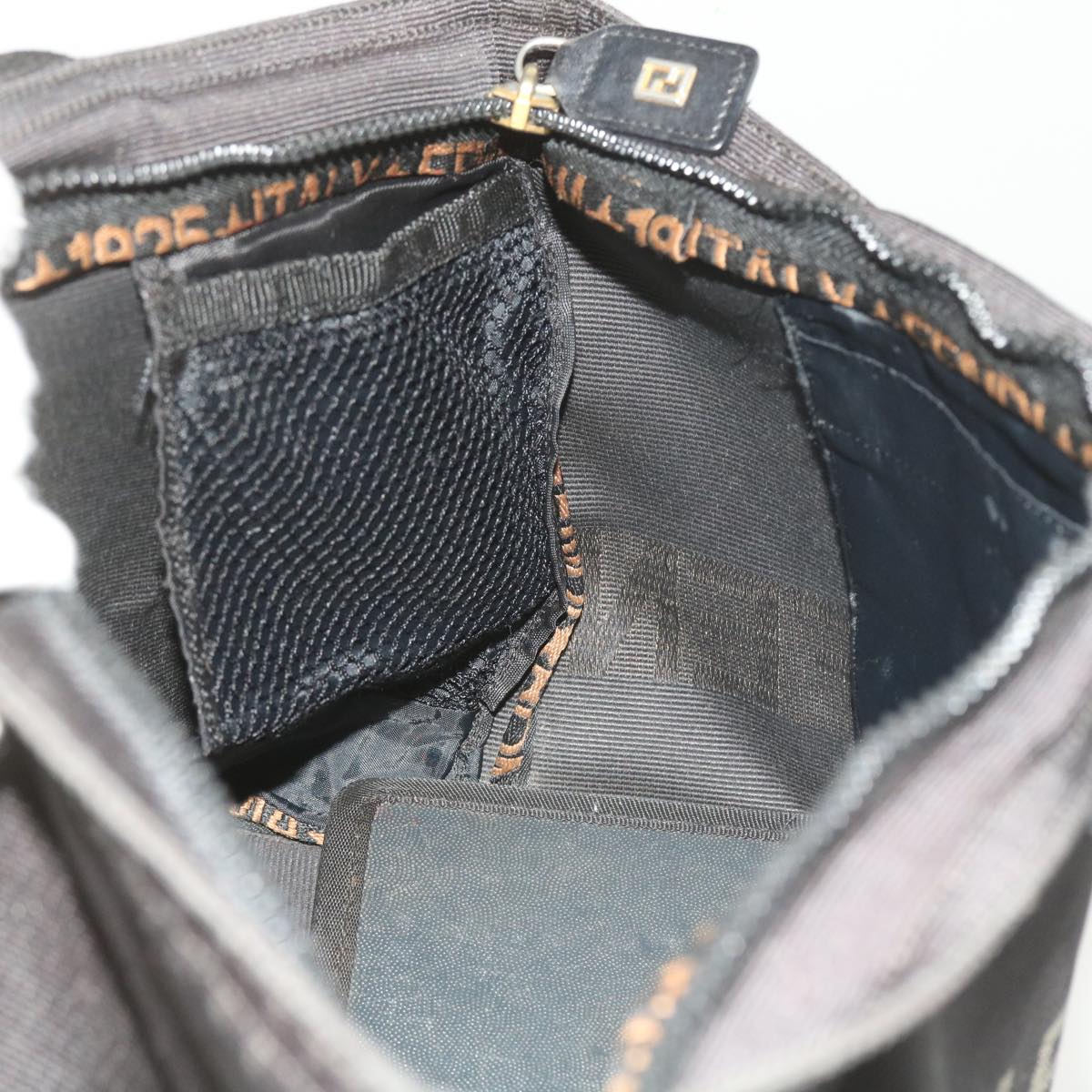 FENDI Hand Bag Canvas Blackyk9264