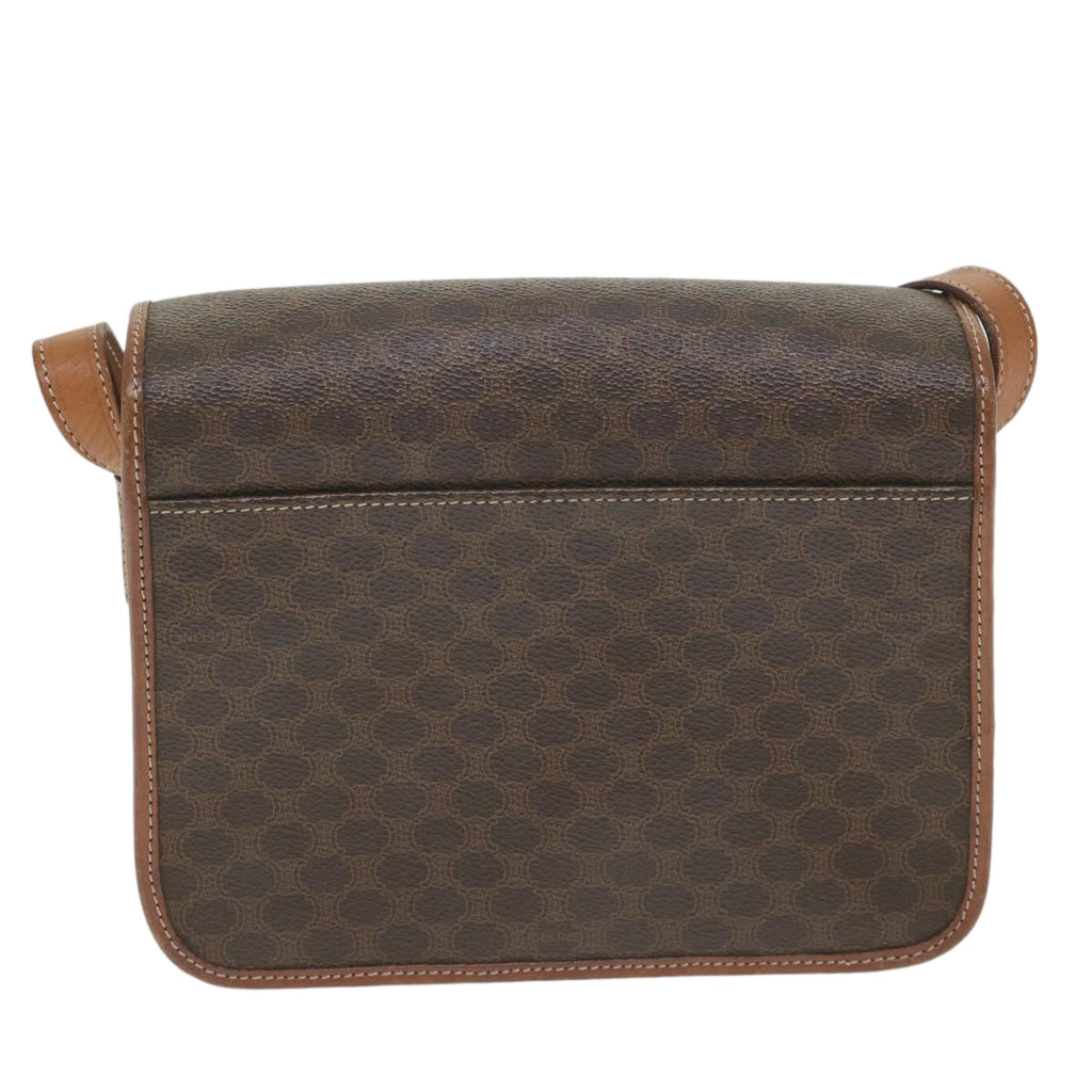CELINE Macadam Canvas Shoulder Bag PVC Leather Brown 9354