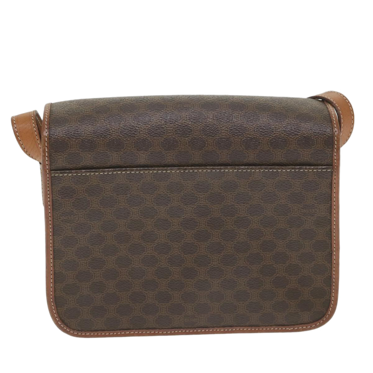 CELINE Macadam Canvas Shoulder Bag PVC Leather Brown 9354