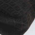 FENDI Zucchino Canvas Mamma Baguette Shoulder Bag Blackyk9359