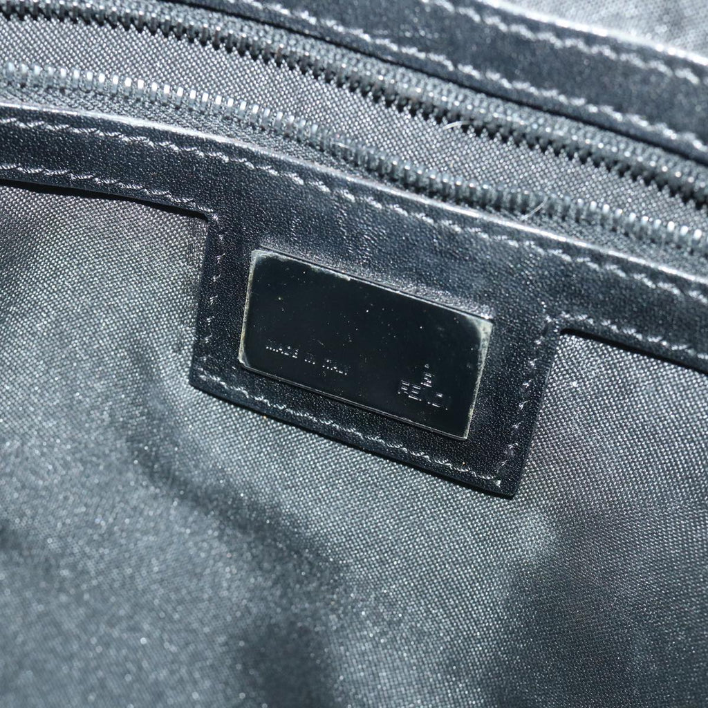 FENDI Zucchino Canvas Mamma Baguette Shoulder Bag Blackyk9359