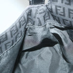 FENDI Zucchino Canvas Mamma Baguette Shoulder Bag Blackyk9359