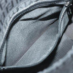 FENDI Zucchino Canvas Mamma Baguette Shoulder Bag Blackyk9359
