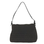 FENDI Zucchino Canvas Mamma Baguette Shoulder Bag Blackyk9359