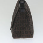 FENDI Zucchino Canvas Mamma Baguette Shoulder Bag Blackyk9359
