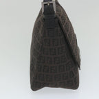 FENDI Zucchino Canvas Mamma Baguette Shoulder Bag Blackyk9359
