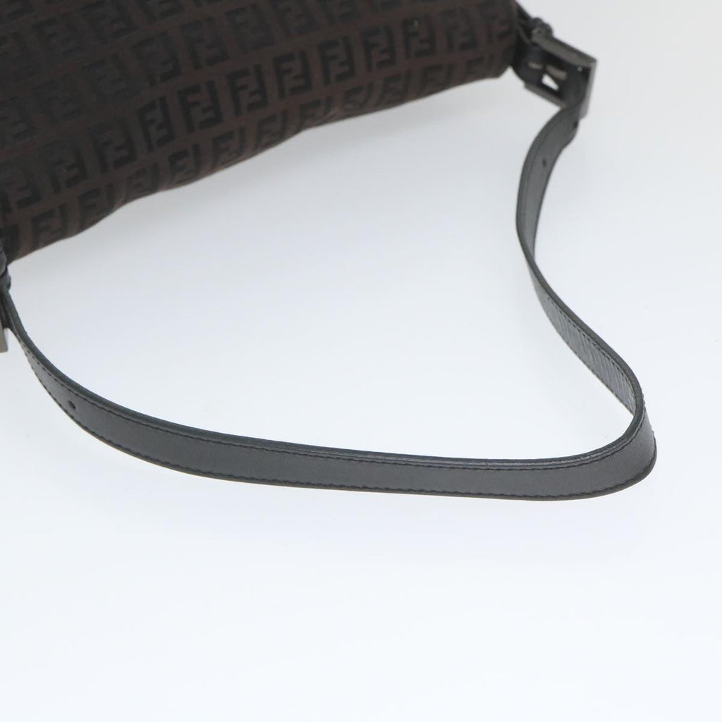 FENDI Zucchino Canvas Mamma Baguette Shoulder Bag Blackyk9359