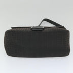 FENDI Zucchino Canvas Mamma Baguette Shoulder Bag Blackyk9359