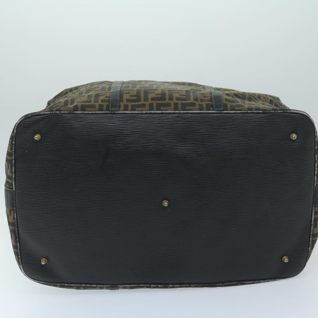 FENDI Zucca Canvas Boston Bag Brown Blackyk9376