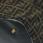 FENDI Zucca Canvas Boston Bag Brown Blackyk9376