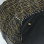FENDI Zucca Canvas Boston Bag Brown Blackyk9376