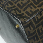 FENDI Zucca Canvas Boston Bag Brown Blackyk9376