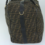 FENDI Zucca Canvas Boston Bag Brown Blackyk9376