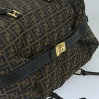 FENDI Zucca Canvas Boston Bag Brown Blackyk9376