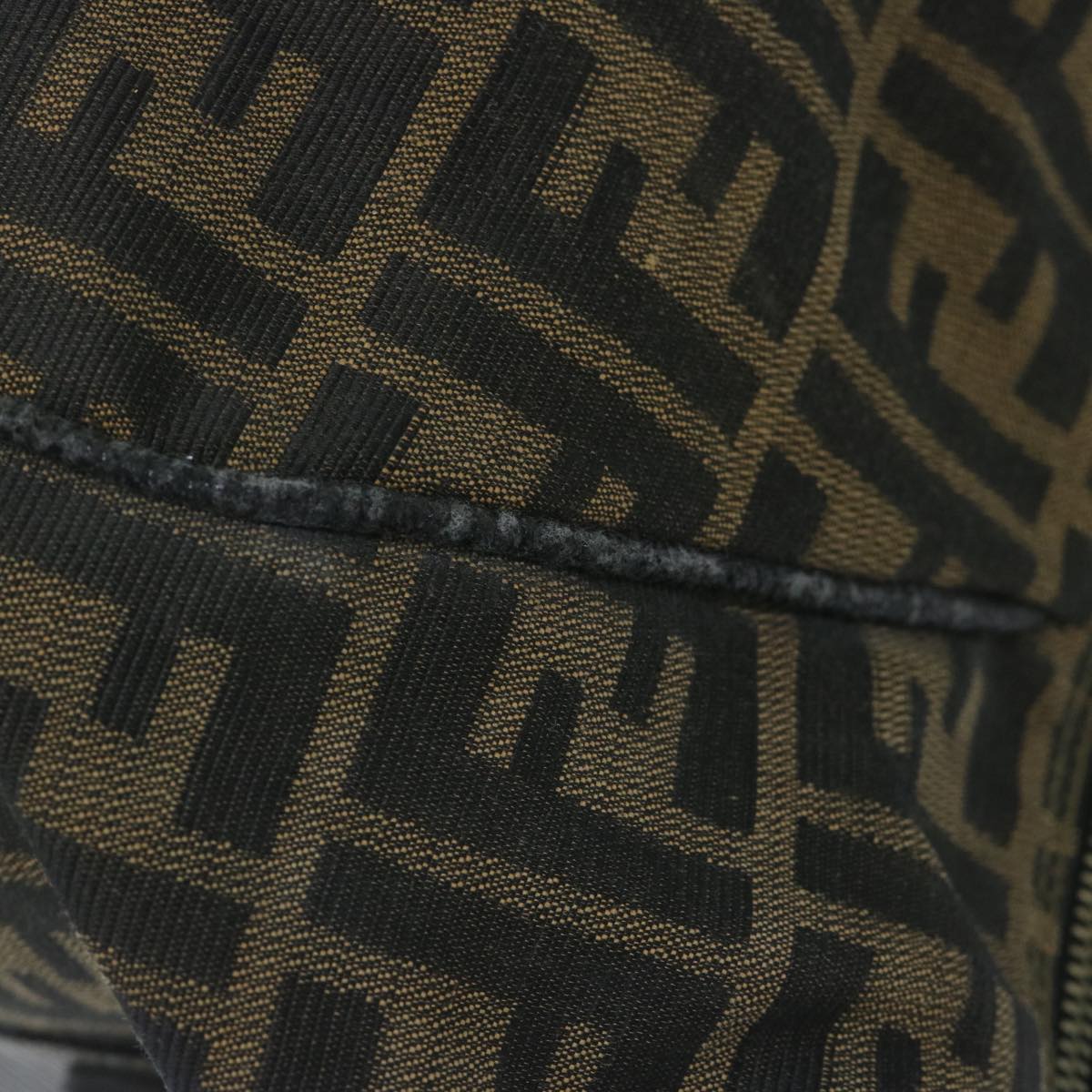 FENDI Zucca Canvas Boston Bag Brown Blackyk9376