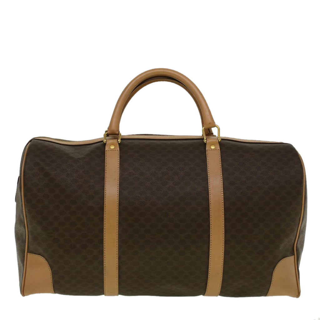 CELINE Macadam Canvas Boston Bag PVC Leather Brown 9392