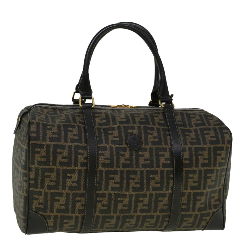 FENDI Zucca Canvas Boston Bag Black Brown 279 255090 049yk9394