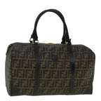 FENDI Zucca Canvas Boston Bag Black Brown 279 255090 049yk9394