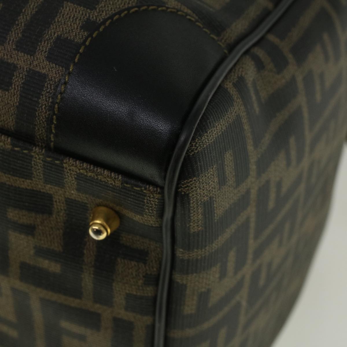 FENDI Zucca Canvas Boston Bag Black Brown 279 255090 049yk9394