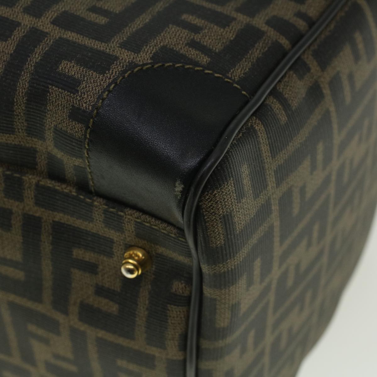 FENDI Zucca Canvas Boston Bag Black Brown 279 255090 049yk9394