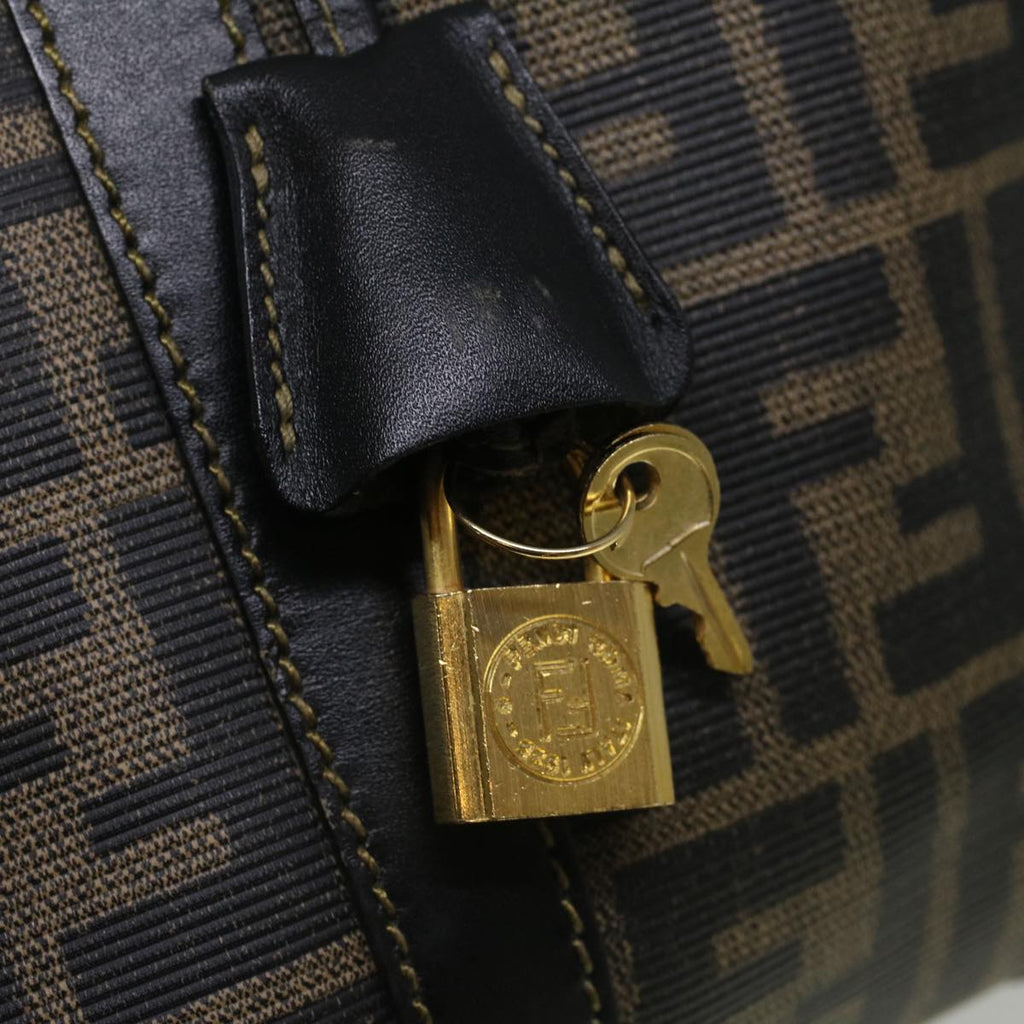 FENDI Zucca Canvas Boston Bag Black Brown 279 255090 049yk9394
