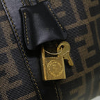 FENDI Zucca Canvas Boston Bag Black Brown 279 255090 049yk9394