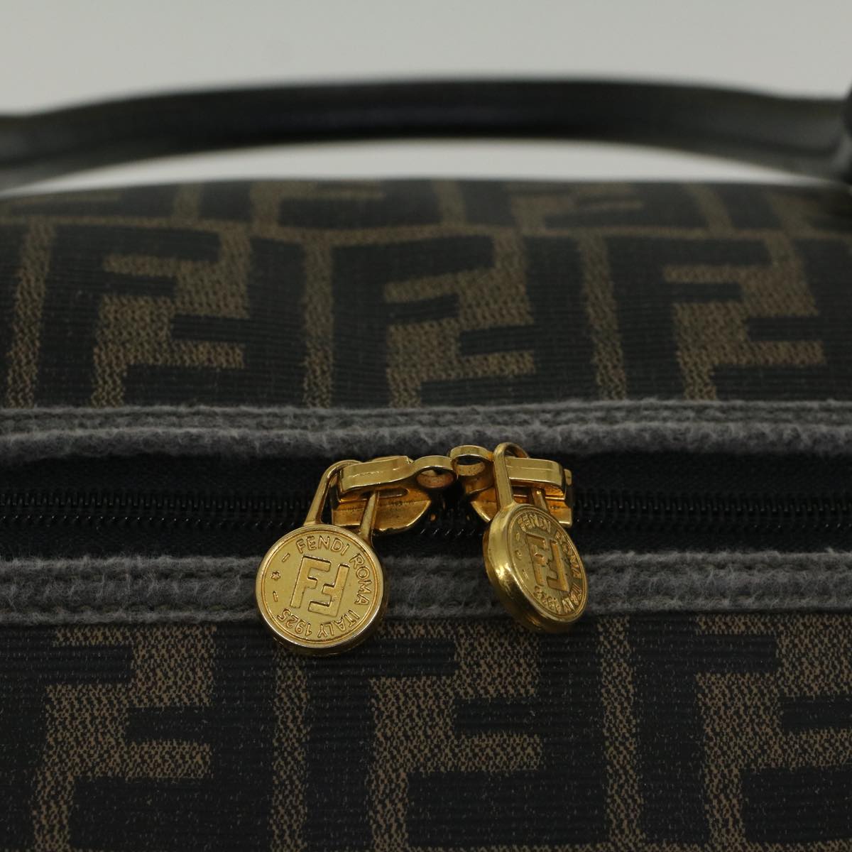 FENDI Zucca Canvas Boston Bag Black Brown 279 255090 049yk9394