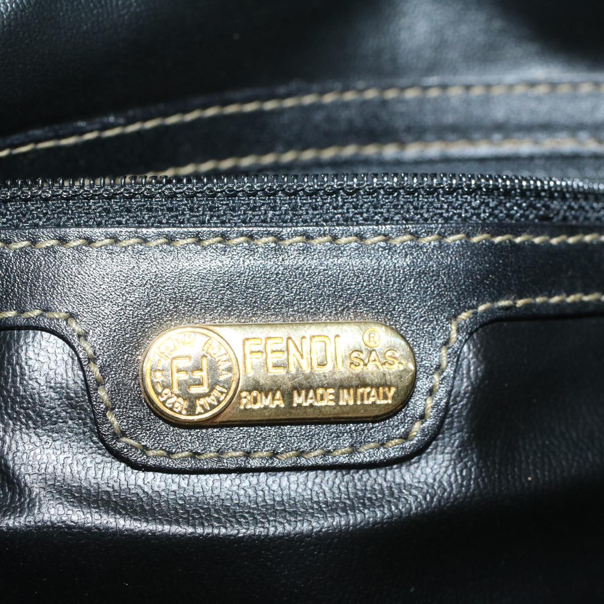 FENDI Zucca Canvas Boston Bag Black Brown 279 255090 049yk9394