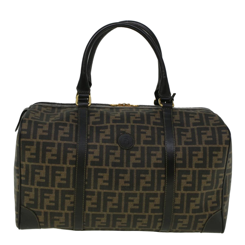 FENDI Zucca Canvas Boston Bag Black Brown 279 255090 049yk9394