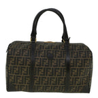 FENDI Zucca Canvas Boston Bag Black Brown 279 255090 049yk9394