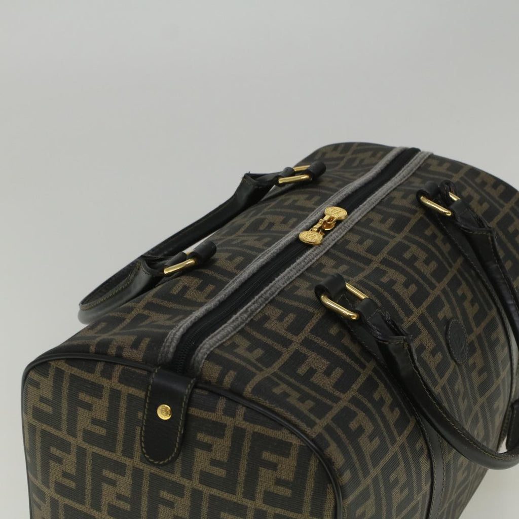 FENDI Zucca Canvas Boston Bag Black Brown 279 255090 049yk9394