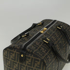 FENDI Zucca Canvas Boston Bag Black Brown 279 255090 049yk9394