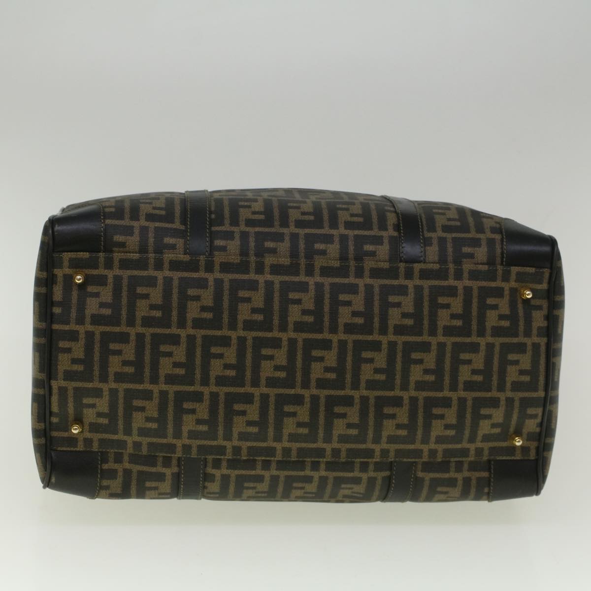 FENDI Zucca Canvas Boston Bag Black Brown 279 255090 049yk9394