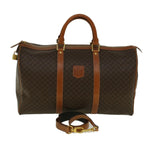 CELINE Macadam Canvas Boston Bag PVC Leather 2way Brown 9396