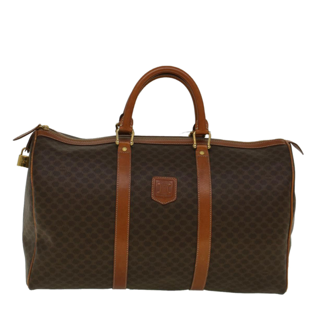 CELINE Macadam Canvas Boston Bag PVC Leather 2way Brown 9396