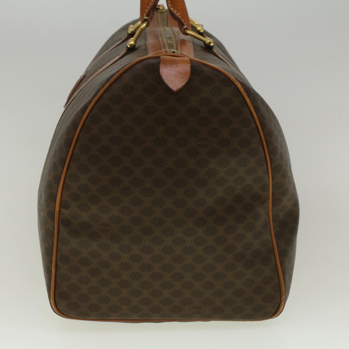 CELINE Macadam Canvas Boston Bag PVC Leather 2way Brown 9396