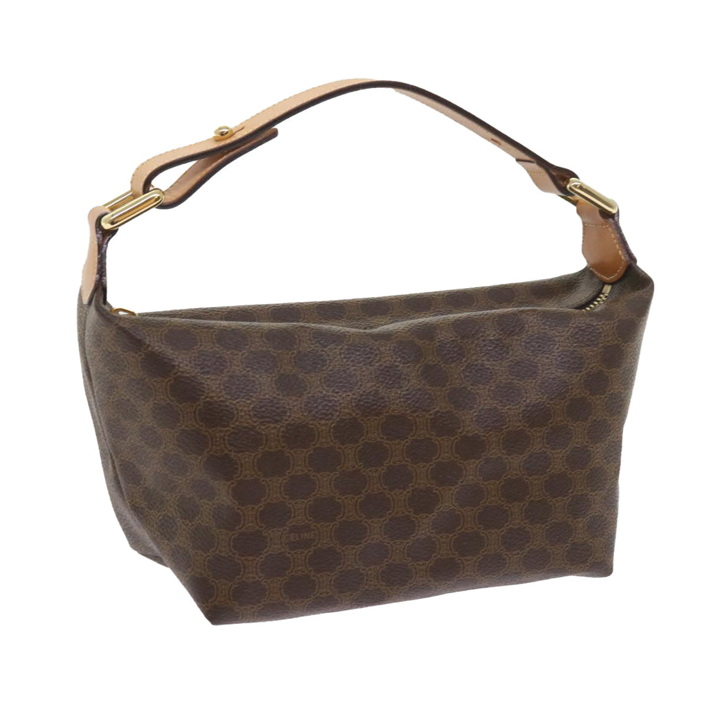 CELINE Macadam Canvas Hand Bag PVC Leather Brown 9399