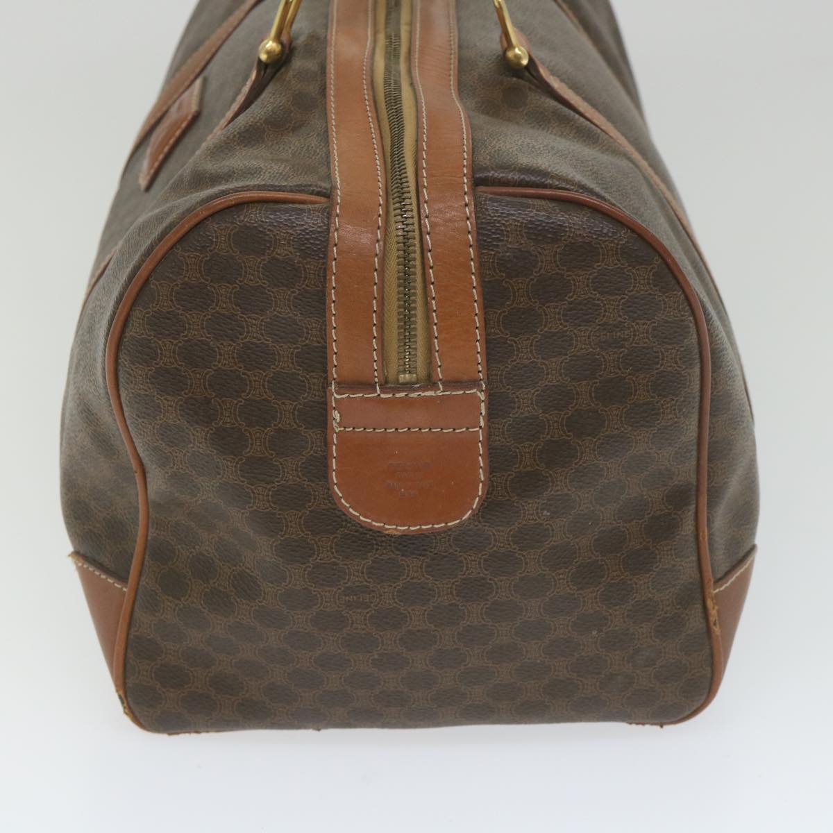 CELINE Macadam Canvas Boston Bag PVC Leather Brown 9426