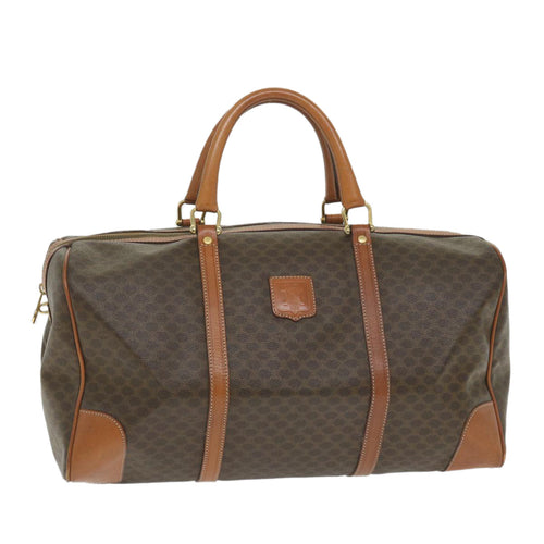 CELINE Macadam Canvas Boston Bag PVC Leather Brown 9442