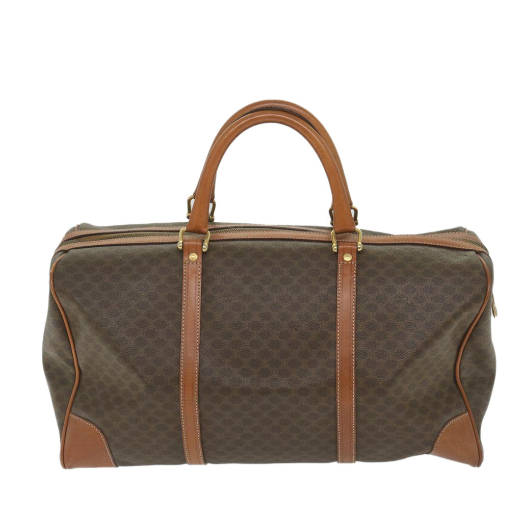 CELINE Macadam Canvas Boston Bag PVC Leather Brown 9442