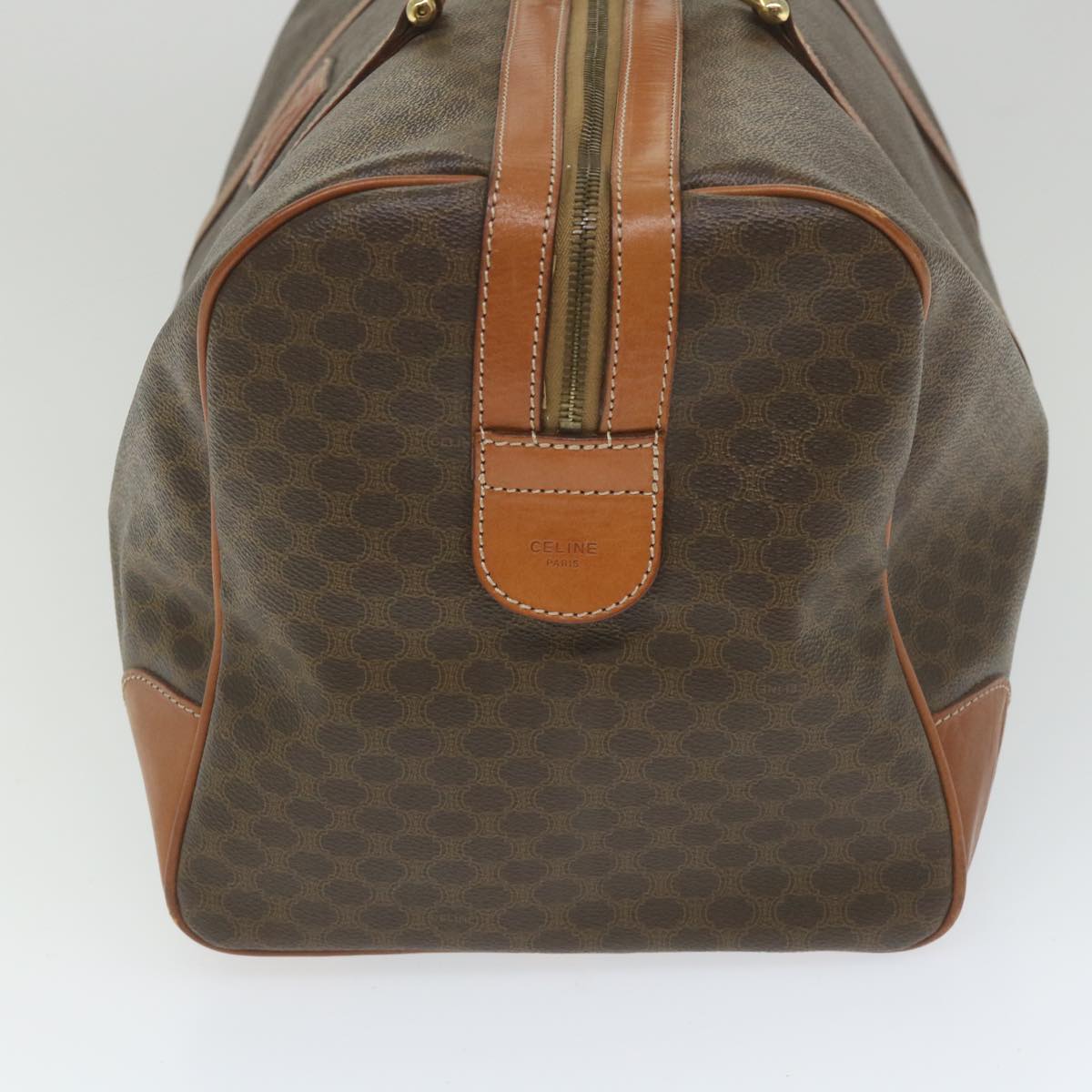 CELINE Macadam Canvas Boston Bag PVC Leather Brown 9442