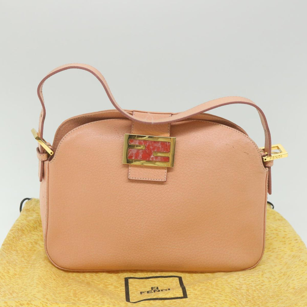 FENDI Mamma Baguette Shoulder Bag Leather Pink 2373 26725 018yk9474