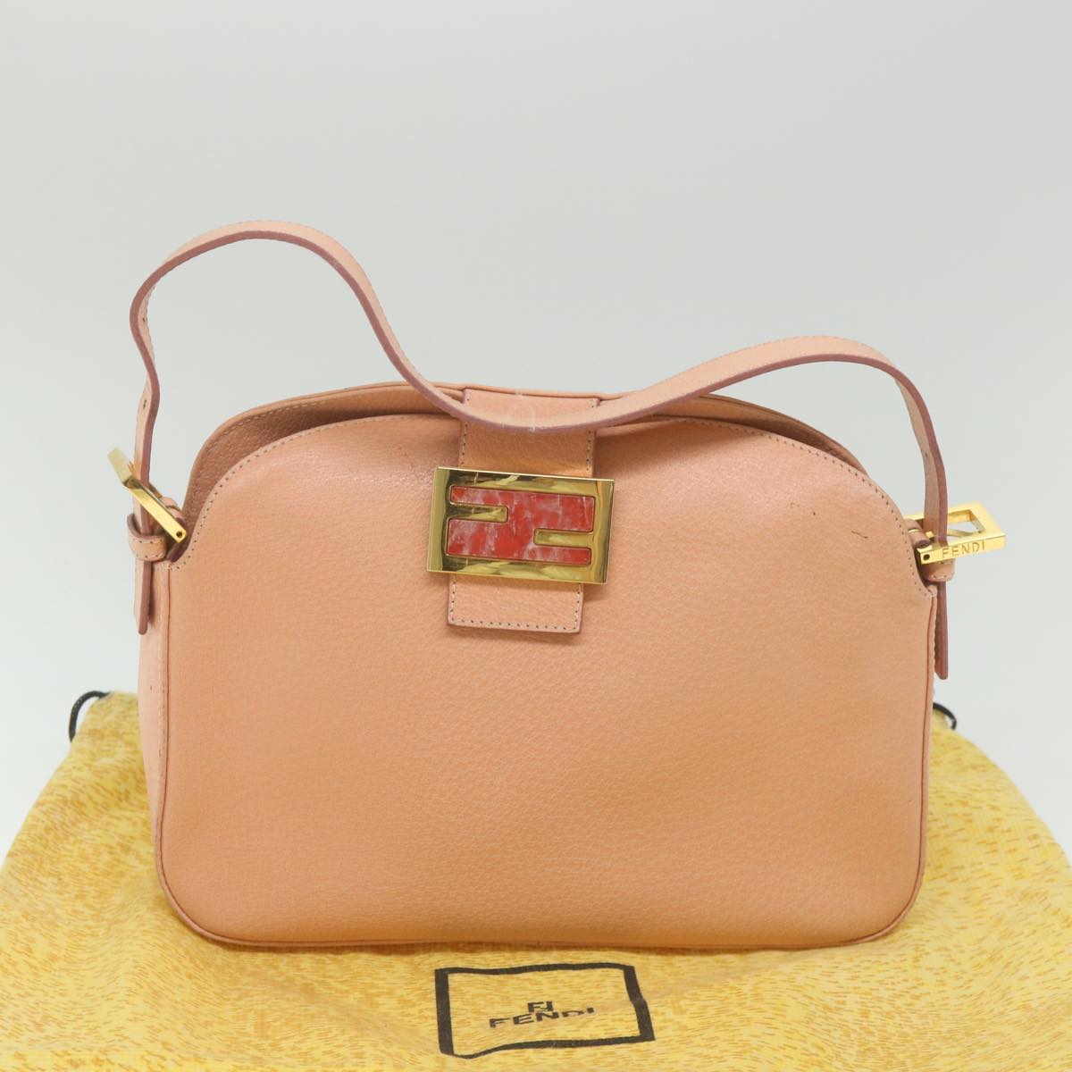 FENDI Mamma Baguette Shoulder Bag Leather Pink 2373 26725 018yk9474