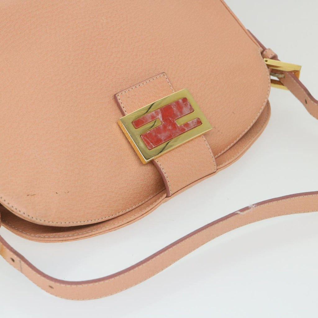 FENDI Mamma Baguette Shoulder Bag Leather Pink 2373 26725 018yk9474