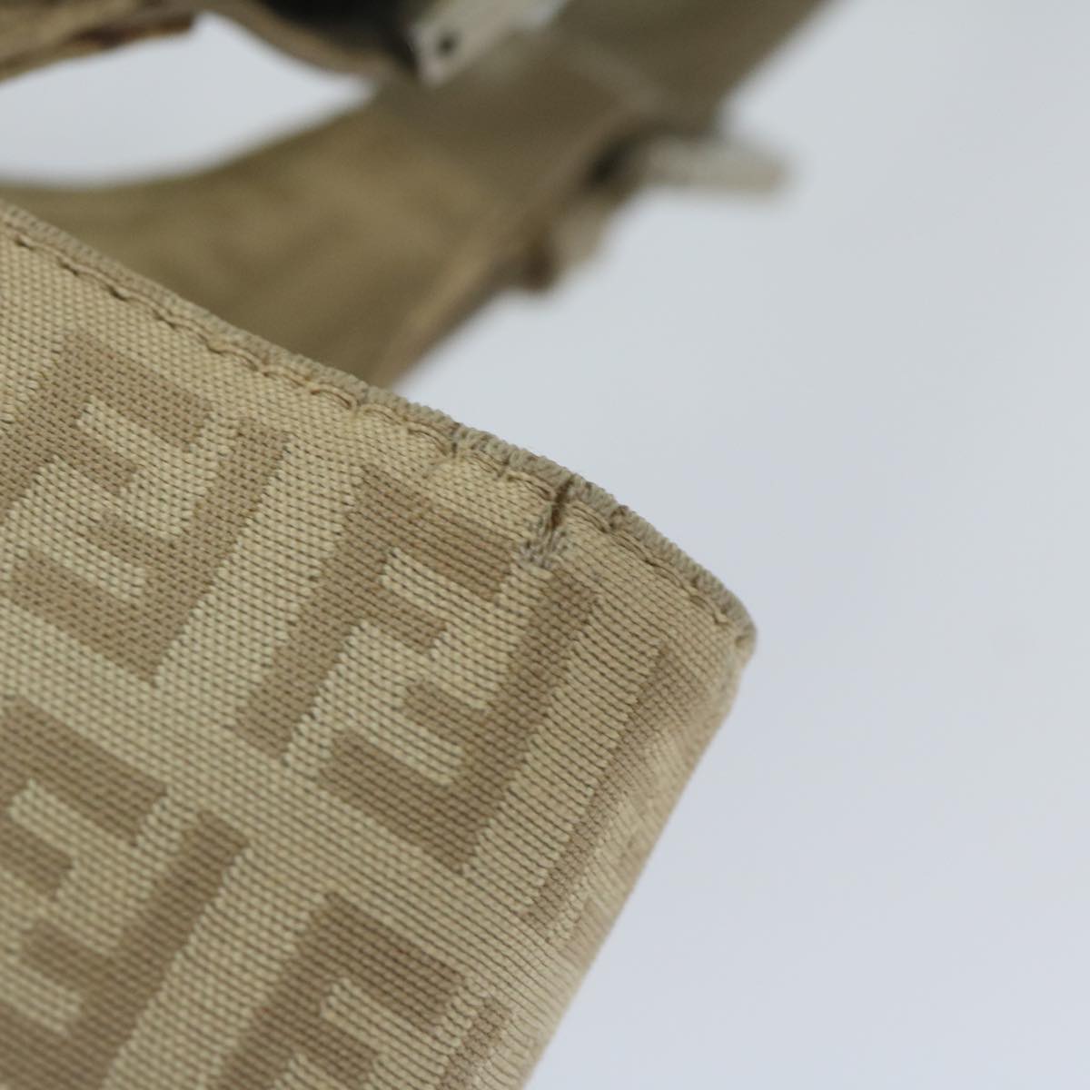 FENDI Zucchino Canvas Shoulder Bag Beigeyk9541