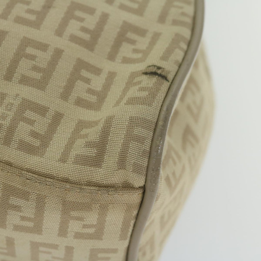 FENDI Zucchino Canvas Shoulder Bag Beigeyk9541
