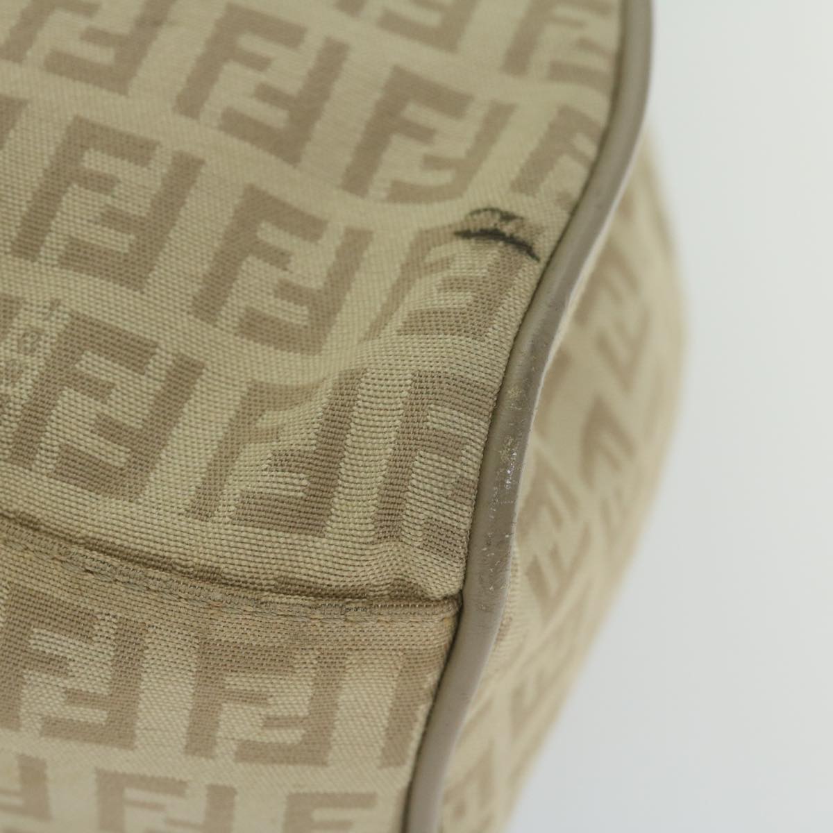 FENDI Zucchino Canvas Shoulder Bag Beigeyk9541
