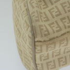 FENDI Zucchino Canvas Shoulder Bag Beigeyk9541