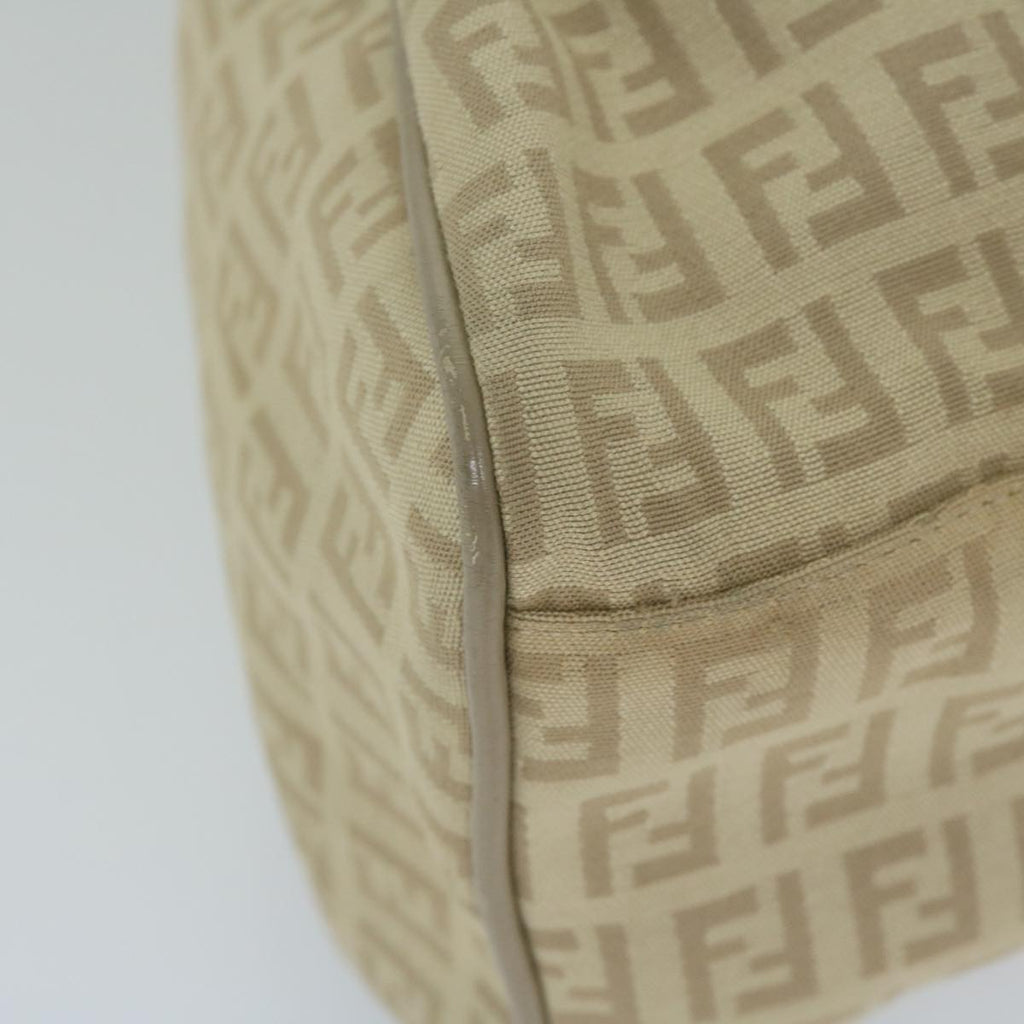 FENDI Zucchino Canvas Shoulder Bag Beigeyk9541
